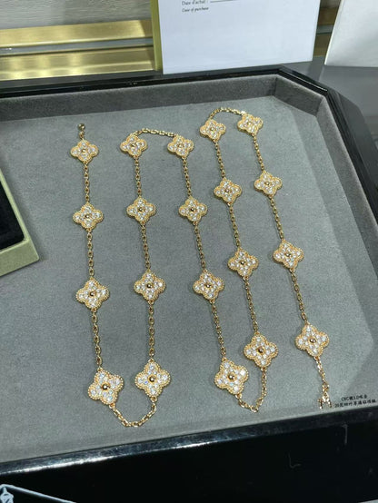 [⭐JeweliWhal]CLOVER 20 MOTIFS FULL-DIAMOND NECKLACE