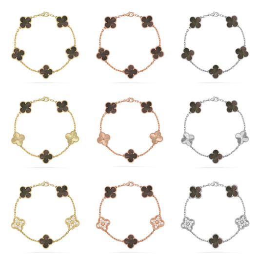 [⭐JeweliWhal] CLOVER 5 MOTIF GRAY MOP BRACELET COLLECTION
