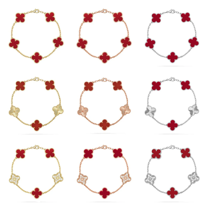 [⭐JeweliWhal] CLOVER 5 MOTIF RED CORNELIAN BRACELET COLLECTION