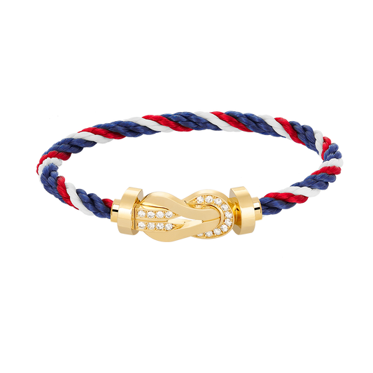 [⭐JeweliWhal]CHANCE LARGE 8 FIGURE BUCKLE HALF DIAMOND BRACELET GOLD