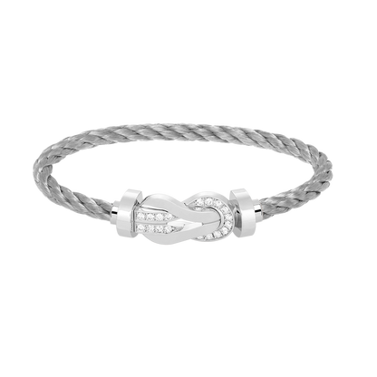 [⭐JeweliWhal]CHANCE LARGE 8 FIGURE BUCKLE HALF DIAMOND BRACELET SILVER