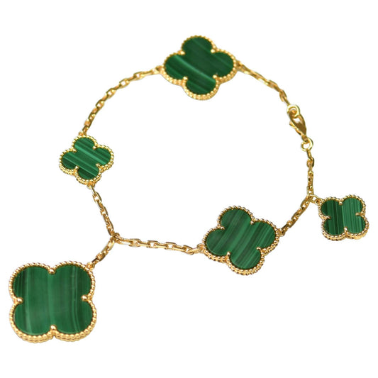 [⭐JeweliWhal]MAGIC CLOVER MALACHITE GOLD BRACELET 5 MOTIFS