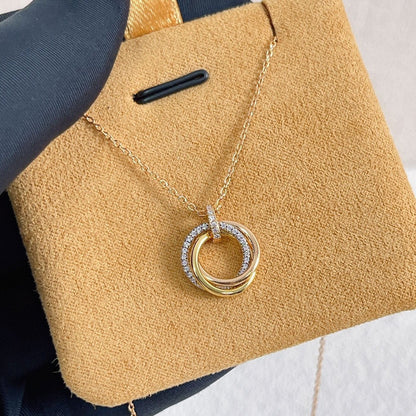 [⭐JeweliWhal]TRINITY NECKLACE SILVER GOLD PINK GOLD DIAMONDS