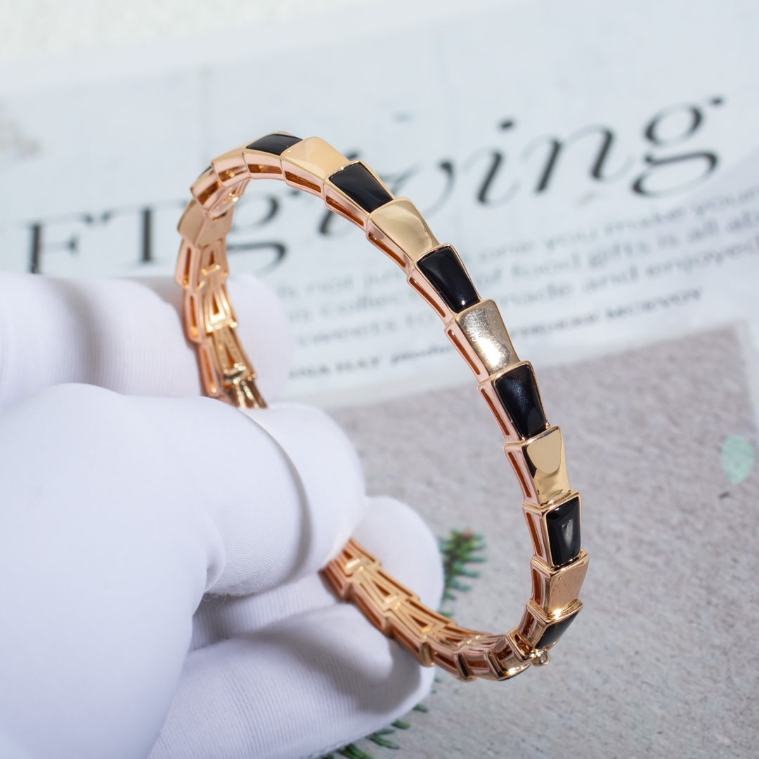 [⭐JeweliWhal]SERPENTI BRACELET PINK GOLD ONYX