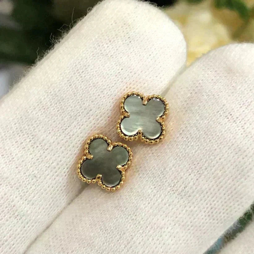 [⭐JeweliWhal]CLOVER MINI 9.5MM GRAY MOP EARRINGS