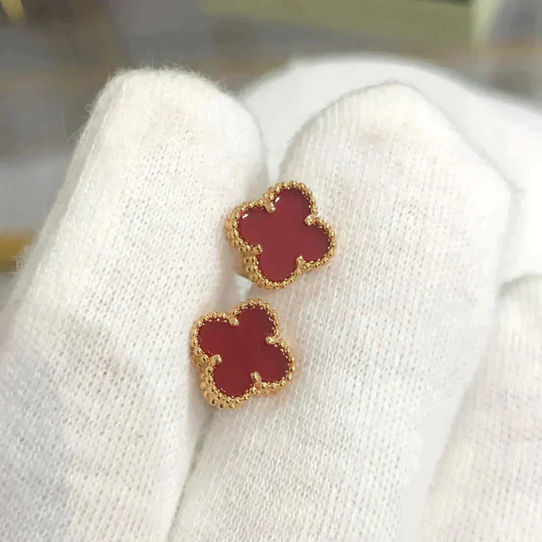 [⭐JeweliWhal]CLOVER MINI 9.5MM CARNELIAN EARRINGS