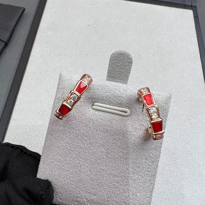 [⭐JeweliWhal]SERPENTI CARNELIAN PINK GOLD EARRINGS