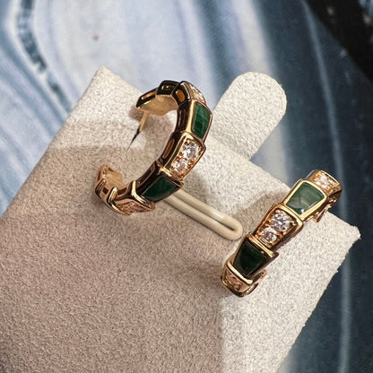 [⭐JeweliWhal]SERPENTI MALACHITE PINK GOLD EARRINGS