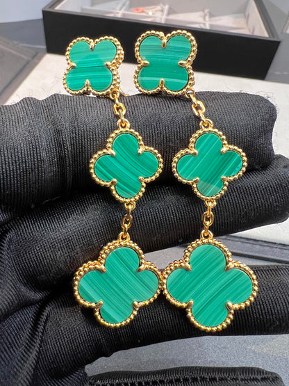 [⭐JeweliWhal]CLOVER MALACHITE 3 MOTIFS GOLD
