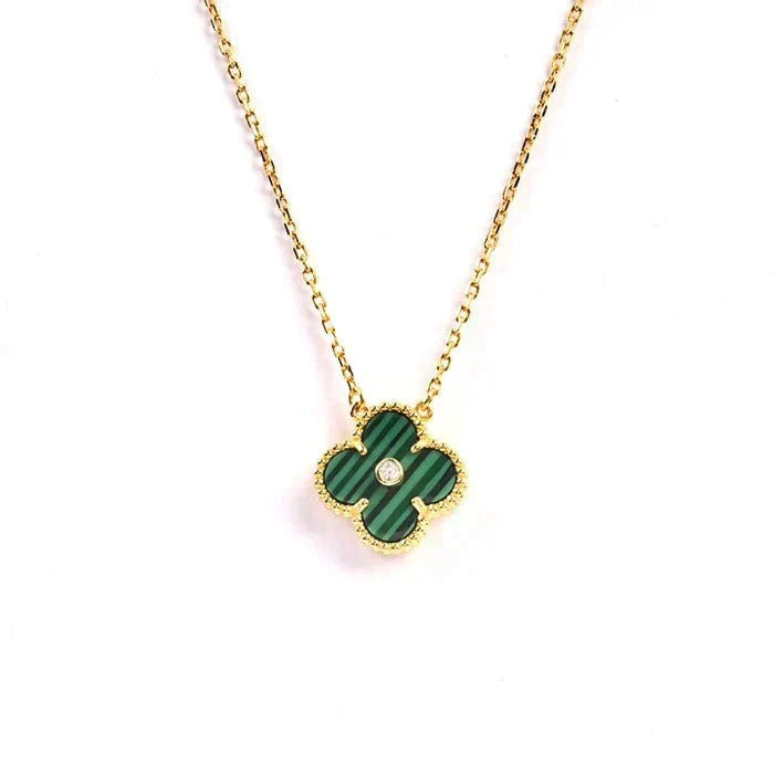[⭐JeweliWhal]CLOVER 15MM DIAMOND TURQUOISE NECKLACE