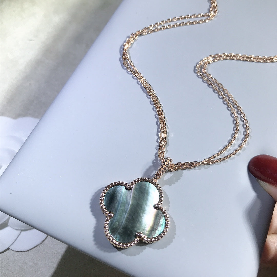 [⭐JeweliWhal]CLOVER 25MM GOLD DARK MOP BIG CLOVER NECKLACE