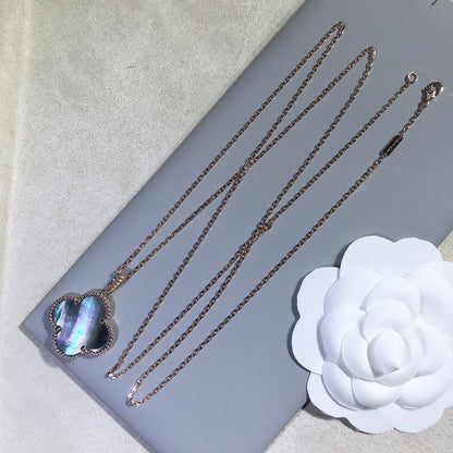 [⭐JeweliWhal]CLOVER 25MM GOLD DARK MOP BIG CLOVER NECKLACE