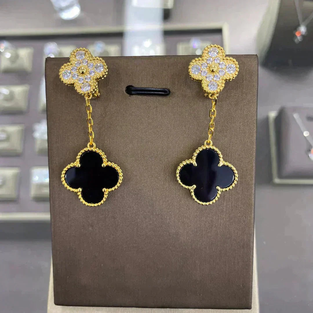 [⭐JeweliWhal]CLOVER  2 MOTIFS  DIAMOND  EARRINGS (MULTIPLE CHOICESç´