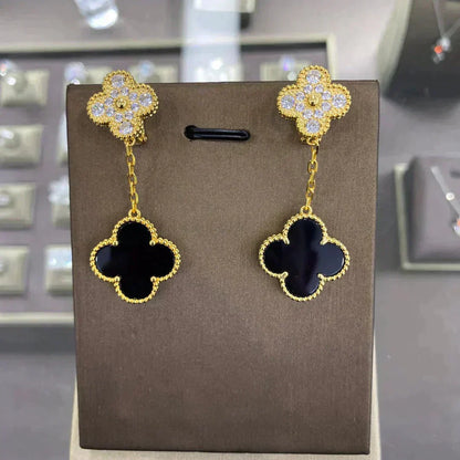 [⭐JeweliWhal]CLOVER  2 MOTIFS  DIAMOND  EARRINGS (MULTIPLE CHOICESç´