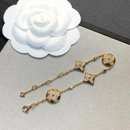 [⭐JeweliWhal]STAR AND SUN 4 MOTIFS GOLD DIAMONDS BRACELET
