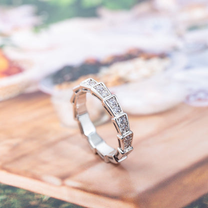 [⭐JeweliWhal]SERPENTI RING SILVER DIAMOND PAVED 3MM