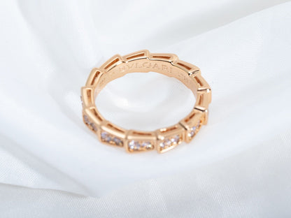 [⭐JeweliWhal]SERPENTI RING PINK GOLD DIAMOND PAVED 3MM