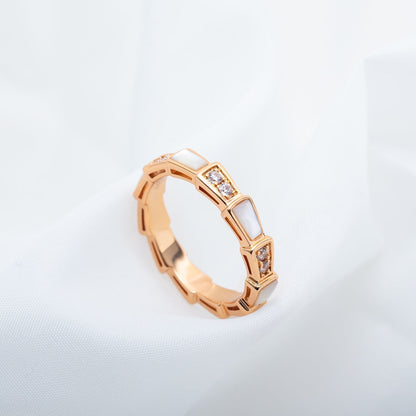 [⭐JeweliWhal]SERPENTI RING PINK GOLD DIAMOND MOP 3MM