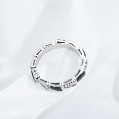 [⭐JeweliWhal]SERPENTI RING SILVER  DIAMOND BLACK MOP 3MM
