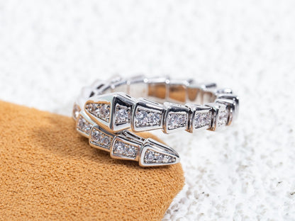 [⭐JeweliWhal]SERPENTI RING SILVER DIAMOND PAVED 4MM