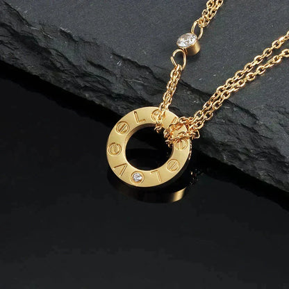 [⭐JeweliWhal]LOVE NECKLACE 16MM 2 DIAMONDS