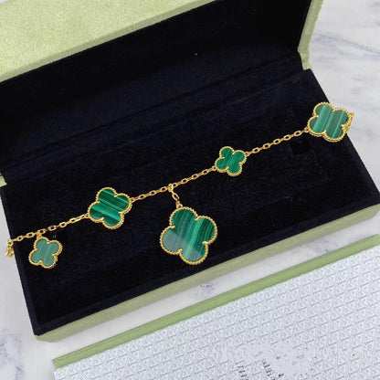 [⭐JeweliWhal]MAGIC CLOVER MALACHITE GOLD BRACELET 5 MOTIFS