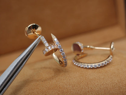 [⭐JeweliWhal]JUSTE EARRINGS 12.75MM PINK GOLD DIAMOND