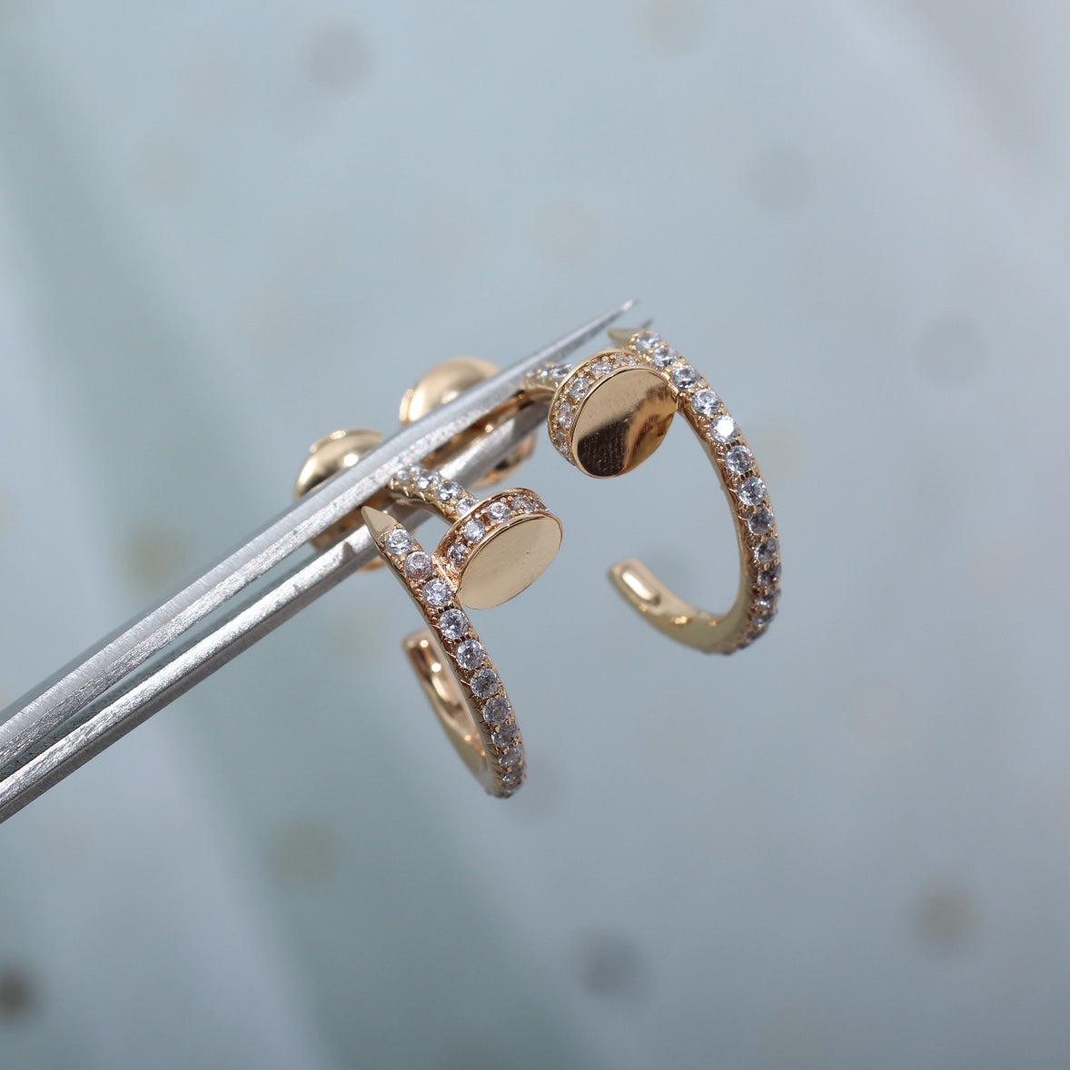 [⭐JeweliWhal]JUSTE EARRINGS 12.75MM PINK GOLD DIAMOND