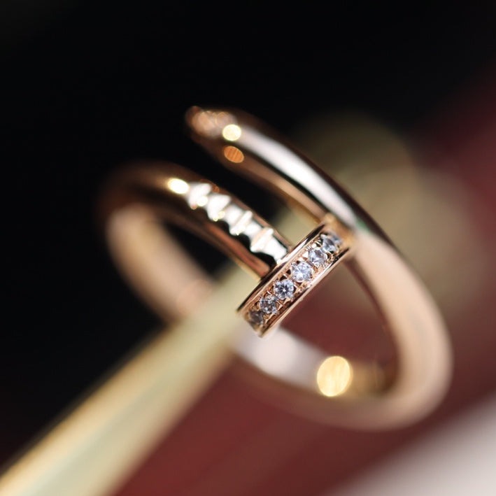 [⭐JeweliWhal]JUSTE RING 2.65MM PINK GOLD DIAMOND