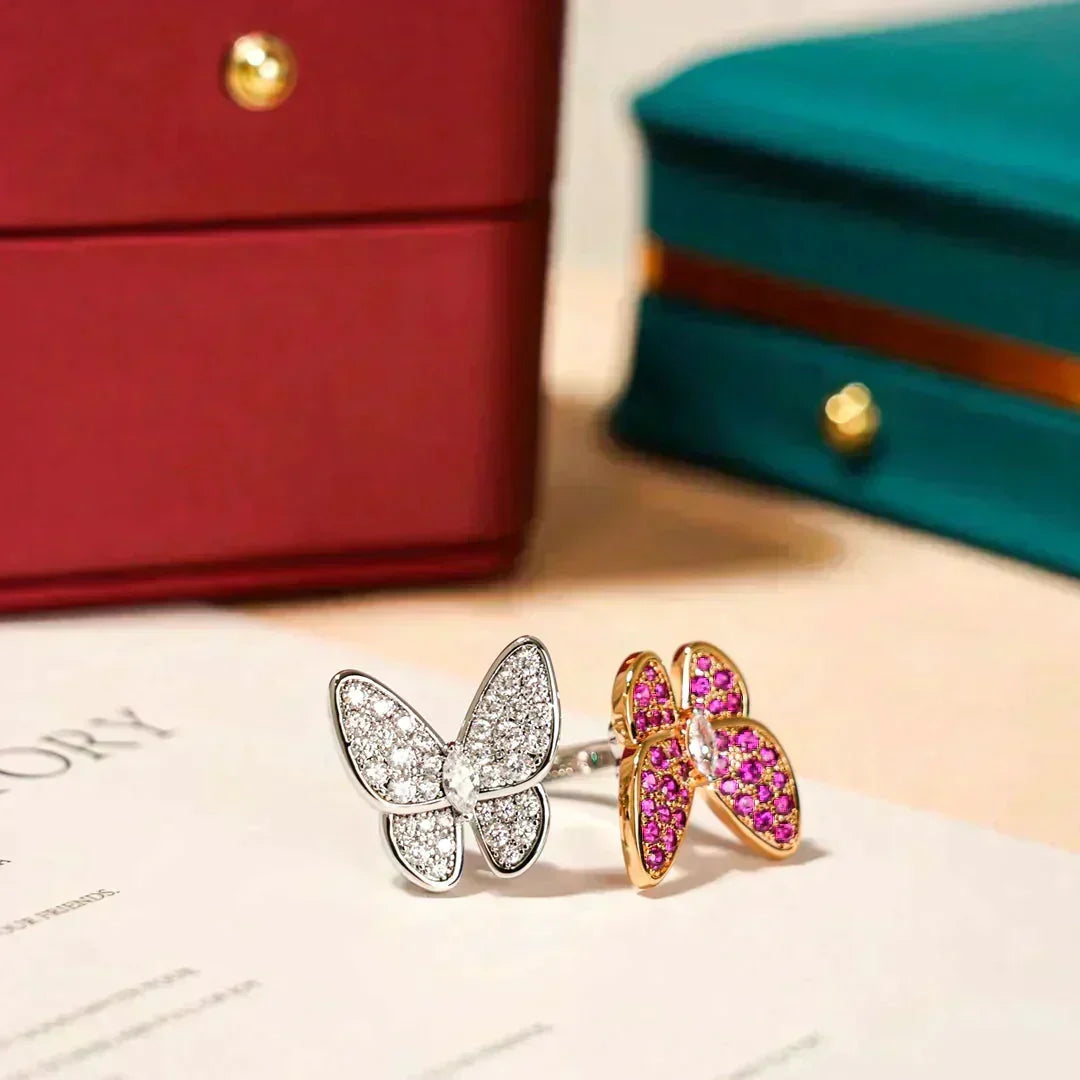 [⭐JeweliWhal]TWIN BUTTERFLY DIAMOND RING