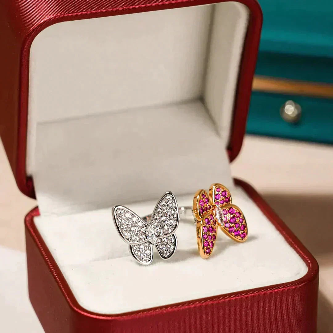 [⭐JeweliWhal]TWIN BUTTERFLY DIAMOND RING