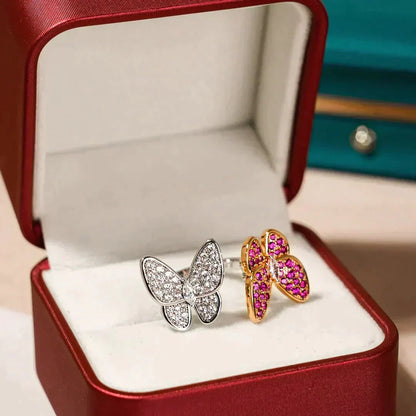 [⭐JeweliWhal]TWIN BUTTERFLY DIAMOND RING