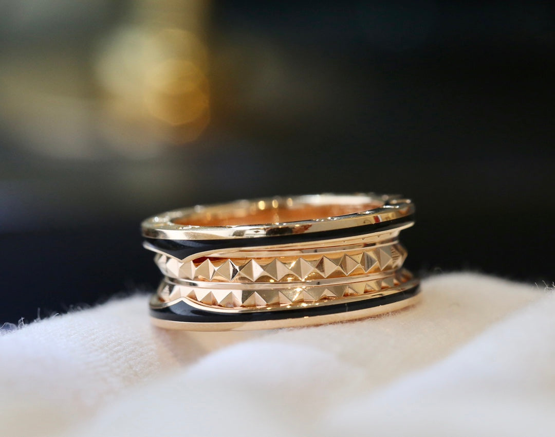 [⭐JeweliWhal]ZERO 1 PINK GOLD BLACK CERAMIC RING