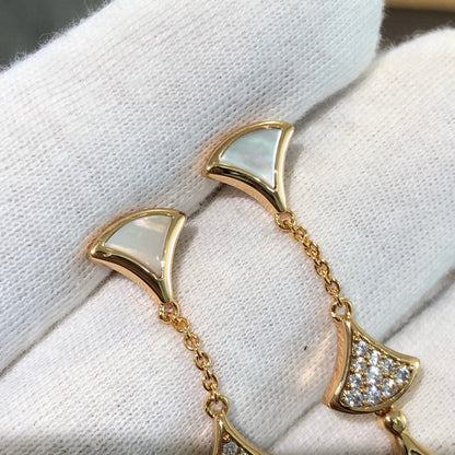 [⭐JeweliWhal]DREAM EARRINGS 3 MOTIFS DIAMOND MOP PINK GOLD