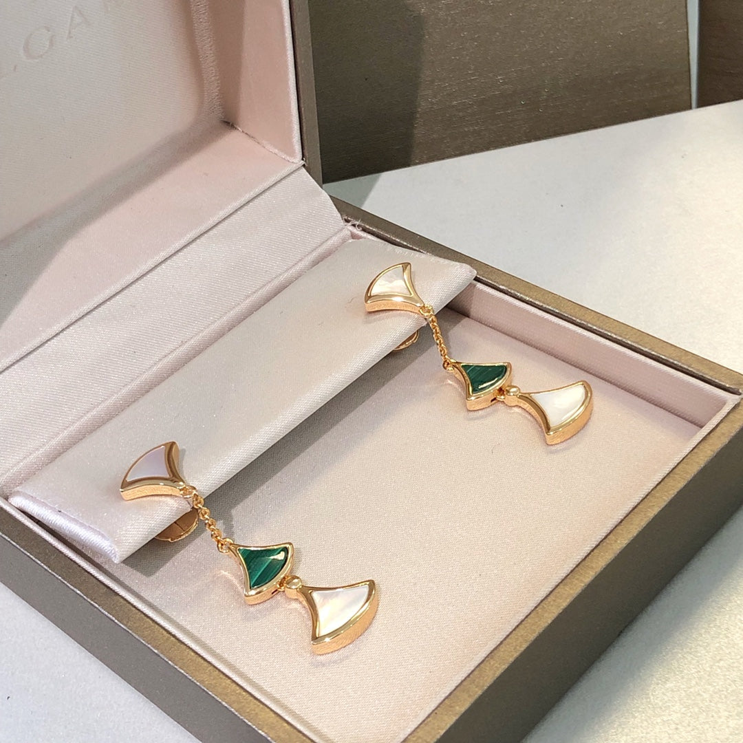 [⭐JeweliWhal]DREAM EARRINGS 3 MOTIFS MALACHITE MOP PINK GOLD