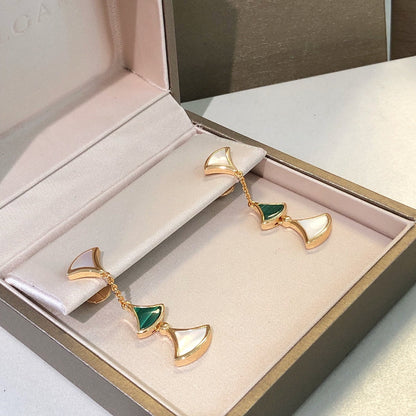 [⭐JeweliWhal]DREAM EARRINGS 3 MOTIFS MALACHITE MOP PINK GOLD