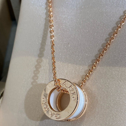 [⭐JeweliWhal]ZERO 1 WHITE CERAMIC PINK GOLD NECKLACE