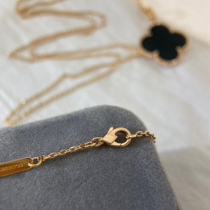[⭐JeweliWhal]CLOVER 25MM NECKLACE GOLD ONYX