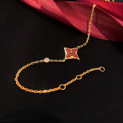 [⭐JeweliWhal]COLOR STAR CARNELIAN PINK GOLD DIAMOND BRACELET