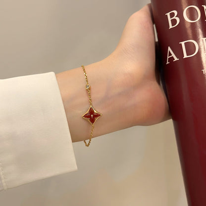 [⭐JeweliWhal]COLOR STAR CARNELIAN PINK GOLD DIAMOND BRACELET