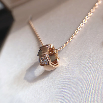 [⭐JeweliWhal]SERPENTI PEDANT DIAMOND PINK GOLD NECKLACE