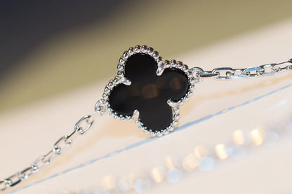 [⭐JeweliWhal]CLOVER 20 MOTIFS ONYX DIAMOND SILVER