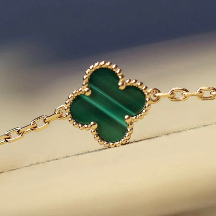 [⭐JeweliWhal]CLOVER 20 MOTIFS MALACHITE DIAMOND NECKLACE