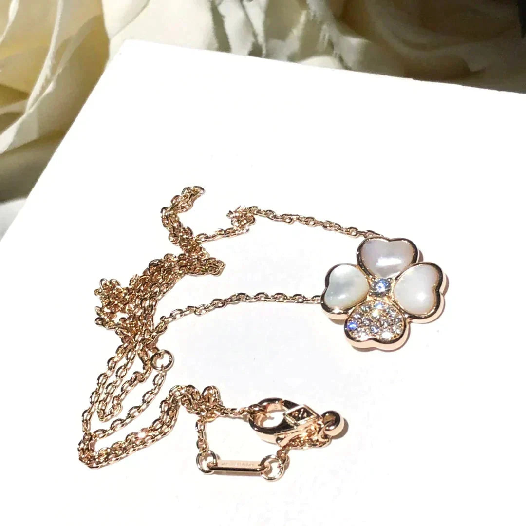 [⭐JeweliWhal]CLOVER MOP DIAMOND ROSE GOLD NECKLACE