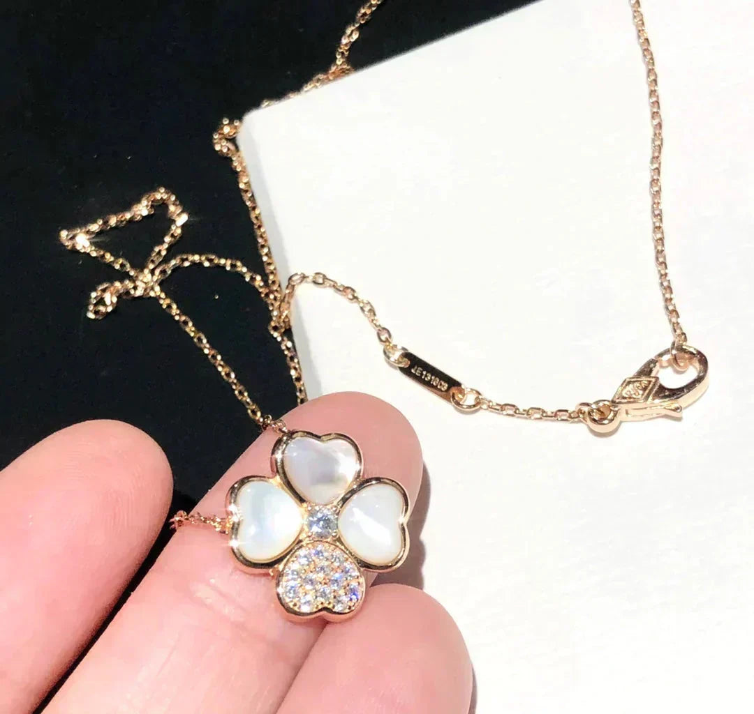 [⭐JeweliWhal]CLOVER MOP DIAMOND ROSE GOLD NECKLACE