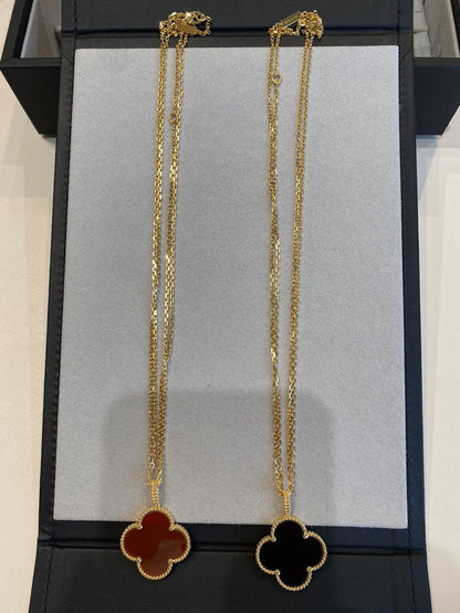 [⭐JeweliWhal]CLOVER 25MM NECKLACE GOLD CARNELIAN