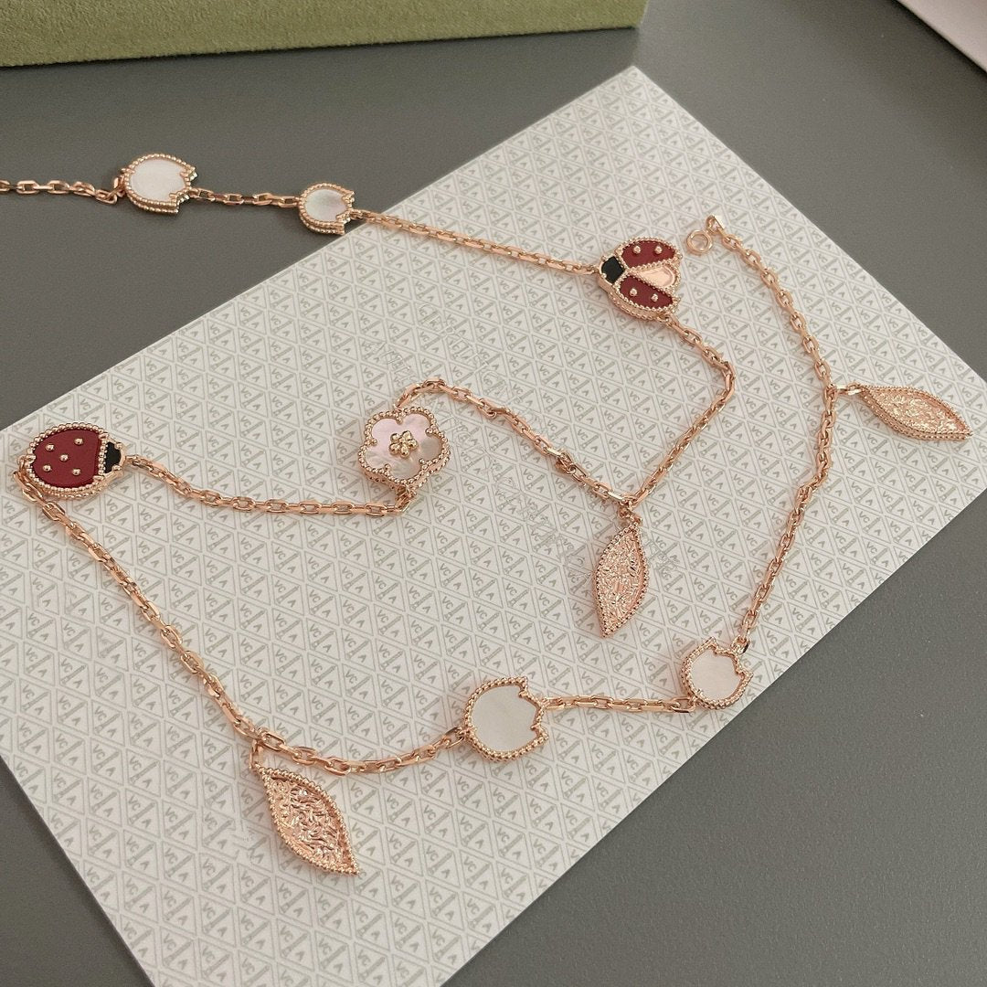 [⭐JeweliWhal]LUCKY SPRING 15 MOTIFS ROSE GOLD NECKLACE
