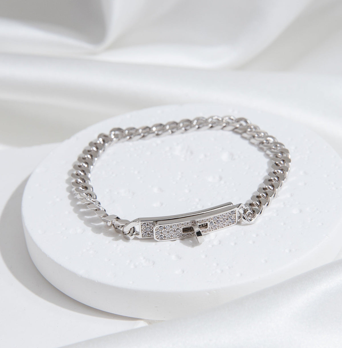 [⭐JeweliWhal]KELLY CHAIN SILVER DIAMOND BRACELET