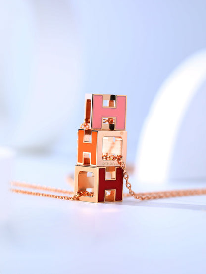 [⭐JeweliWhal]H CAGE PINK GOLD NECKLACE