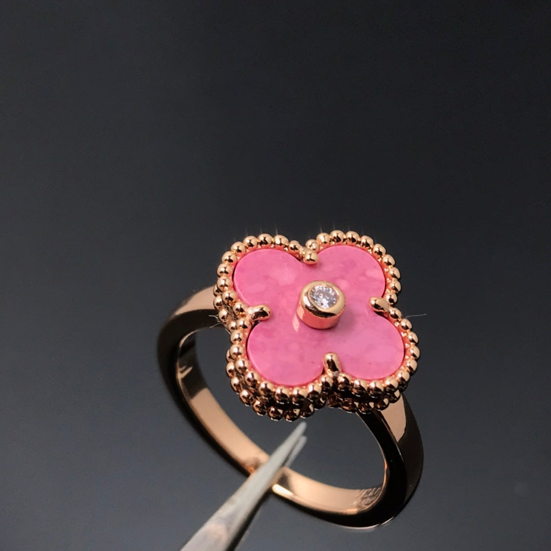 [⭐JeweliWhal]CLOVER RHODONITE ROSE GOLD RING